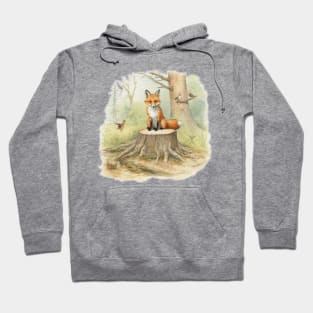 Fox and a birds in the woods Hoodie